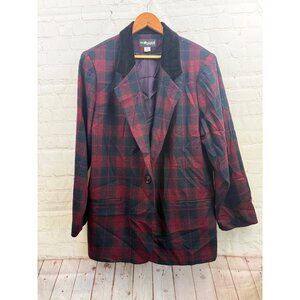 Sag Harbor Wool Blazer Jacket Womens Size 20W Multicolor Plaid (READ)